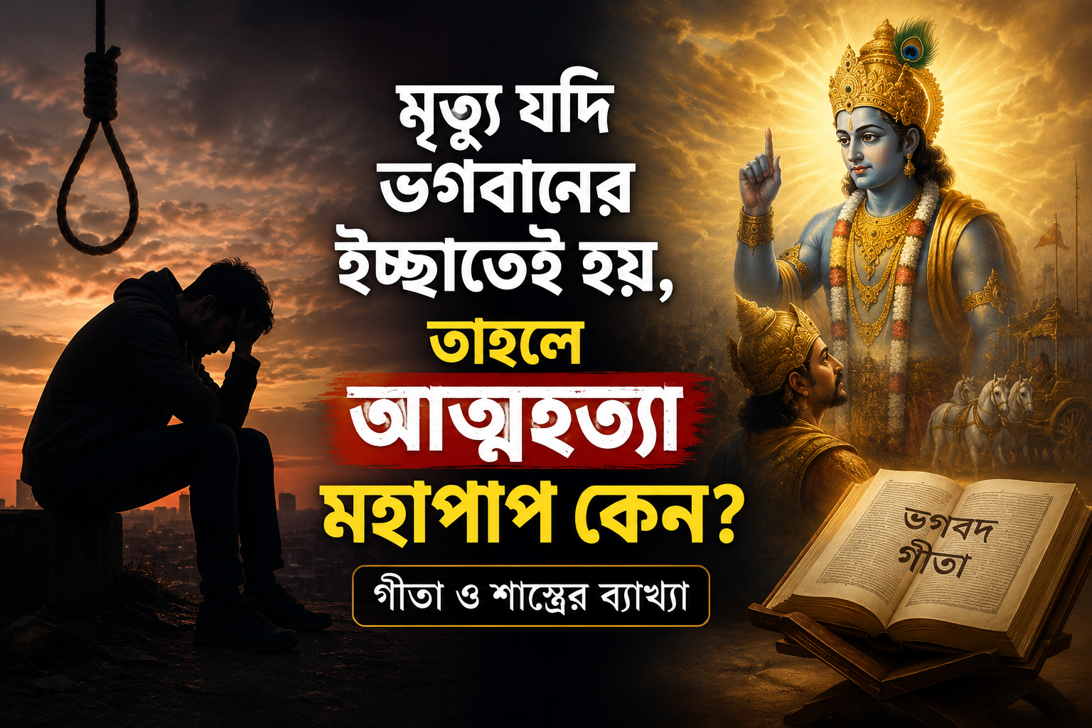 মৃত্যু যদি ভগবানের ইচ্ছাতেই হয় তাহলে আত্মহত্যা মহাপাপ কেন – ভগবান শ্রীকৃষ্ণ ও ভগবদ গীতার আধ্যাত্মিক ব্যাখ্যা