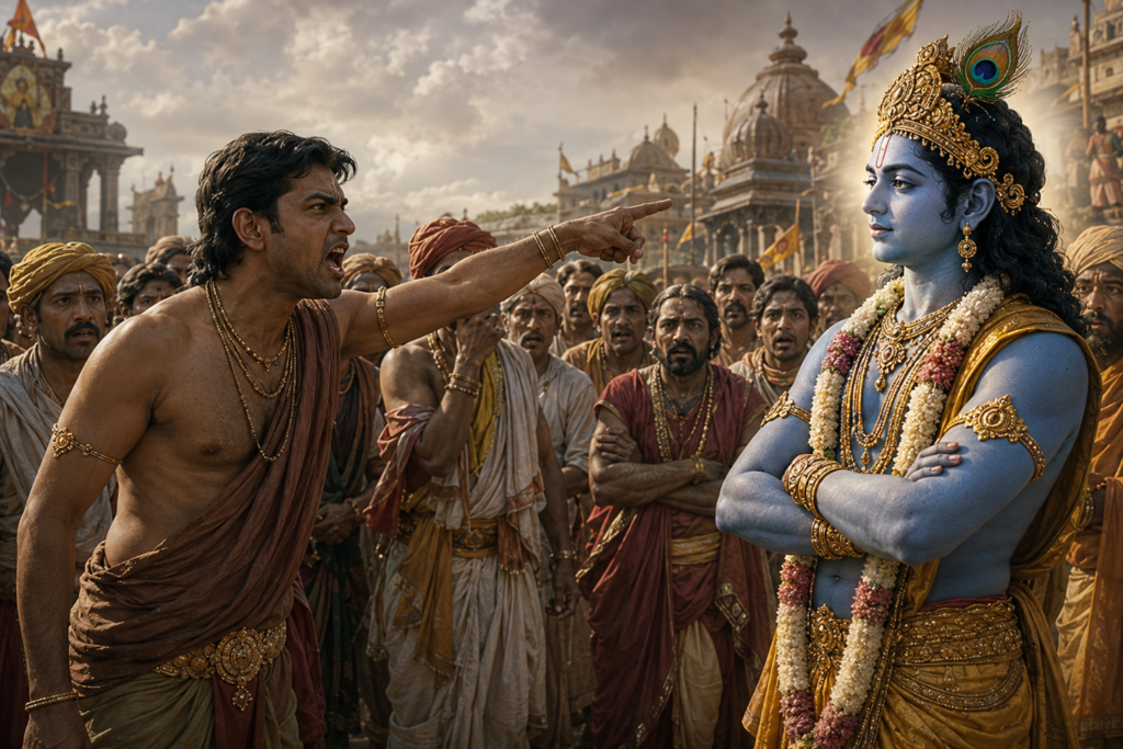 একজন মানুষ ঈশ্বরকে অবজ্ঞা করছে এবং ধর্মকে উপহাস করার প্রতীকী দৃশ্য