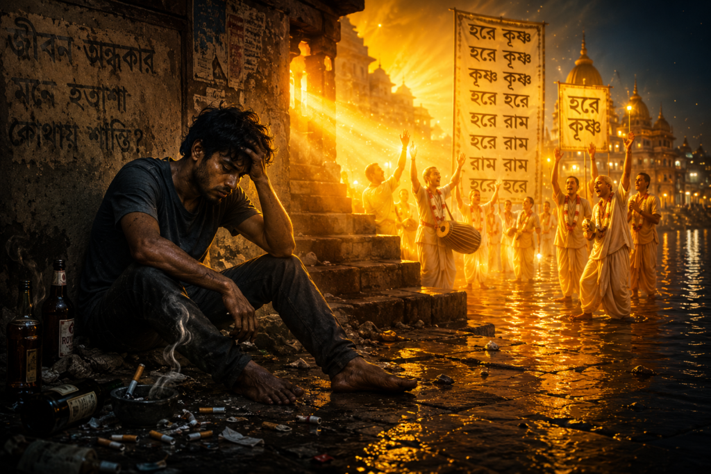 কলিযুগের হতাশ যুবকের সামনে হরিনাম সংকীর্তনের আলো ও আধ্যাত্মিক জাগরণ