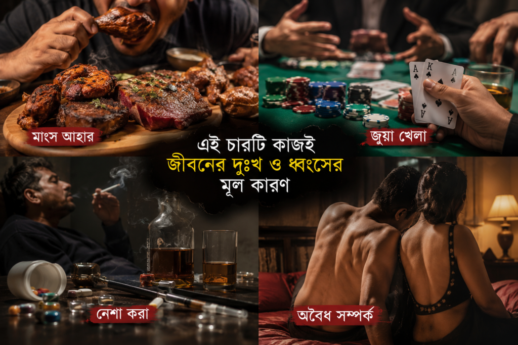 মাংস আহার জুয়া নেশা এবং অবৈধ সম্পর্কের ক্ষতিকর প্রভাব