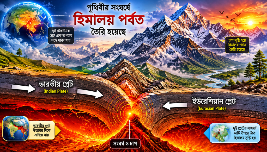 ভূমিকম্প কেন হয়? পূর্বজন্মের কর্মফল নাকি প্রকৃতির নিয়ম 3 টেকটোনিক প্লেটের সংঘর্ষে হিমালয় পর্বত তৈরি হওয়ার বৈজ্ঞানিক দৃশ্য