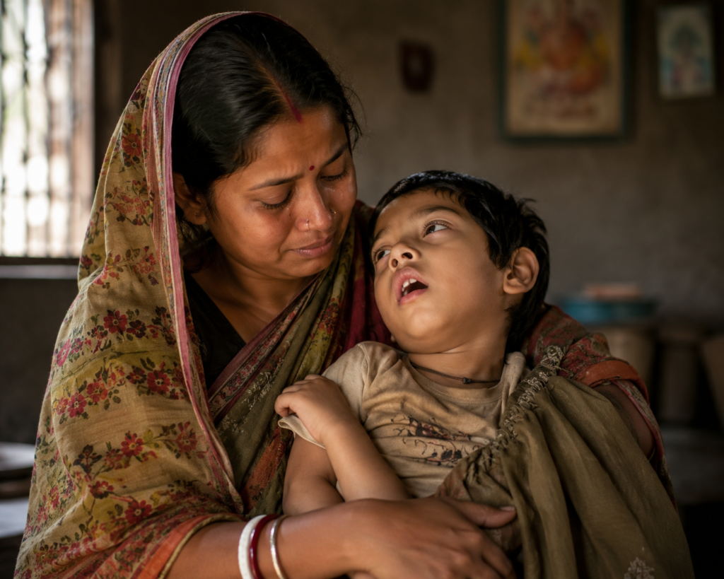 বোবা সন্তান জন্ম নেওয়ায় মায়ের দুঃখের দৃশ্য
