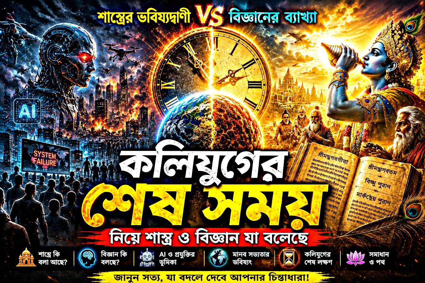 কলিযুগের শেষ সময় নিয়ে শাস্ত্র ও বিজ্ঞানের ভবিষ্যদ্বাণী, AI প্রযুক্তি, মানব সভ্যতার ভবিষ্যৎ এবং হিন্দু শাস্ত্রের বিশ্লেষণ