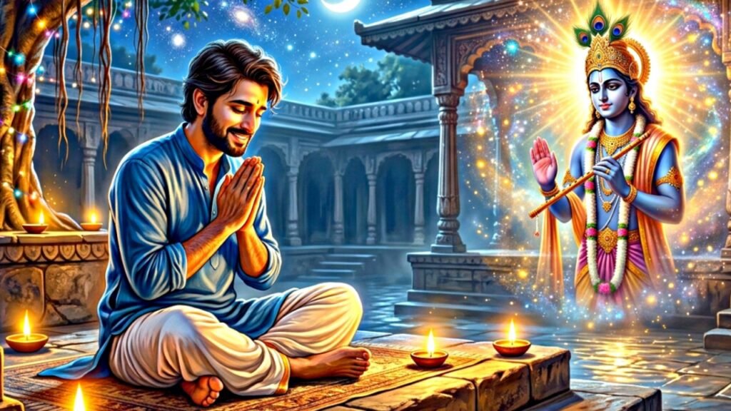 ভগবান শ্রীকৃষ্ণ কি সত্যিই আমাদের প্রার্থনা শোনেন? শাস্ত্রে কী বলা হয়েছে 3 কান্নারত ভক্ত শ্রীকৃষ্ণের কাছে প্রার্থনা করছেন